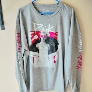 Pink Beautiful Trauma ling sleeve shirt gray XXL